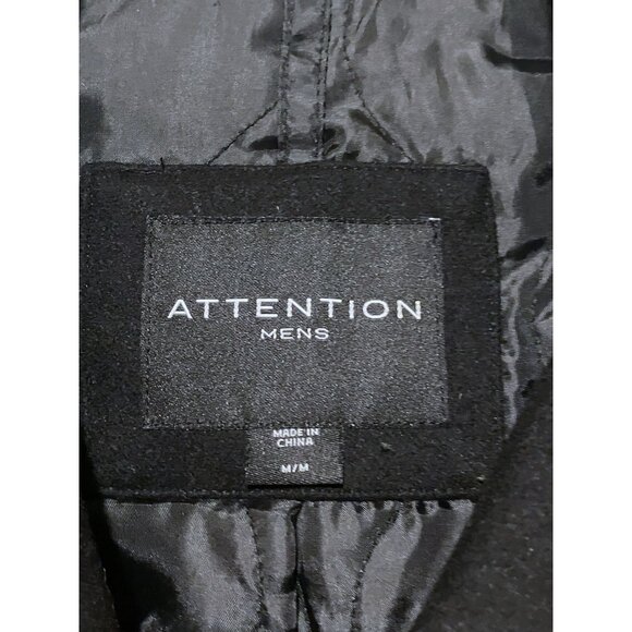 Mens Wool Blend Pea Coat M Jacket Coat Double Breasted Minimalist Recycled Wool - Picture 10 of 12